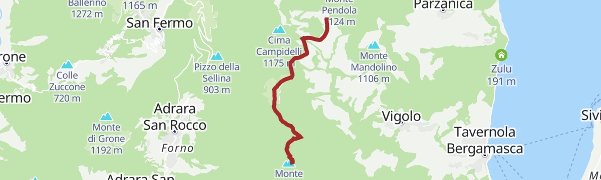 Route map: Trekking da Vigolo al Monte Bronzone